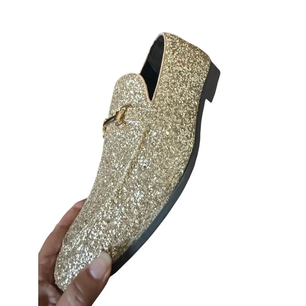 Bravo Men's Size 10 Gold Sparkle Loafers - Picture 4 of 9